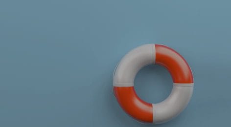 a red and white life preserver on a blue background .