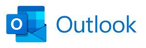 a blue Outlook logo on a white background