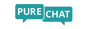 a logo for Pure Chat with two speech bubbles