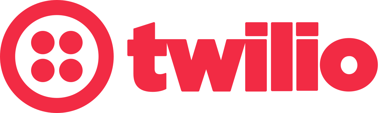 a red logo for Twilio with a white circle around it